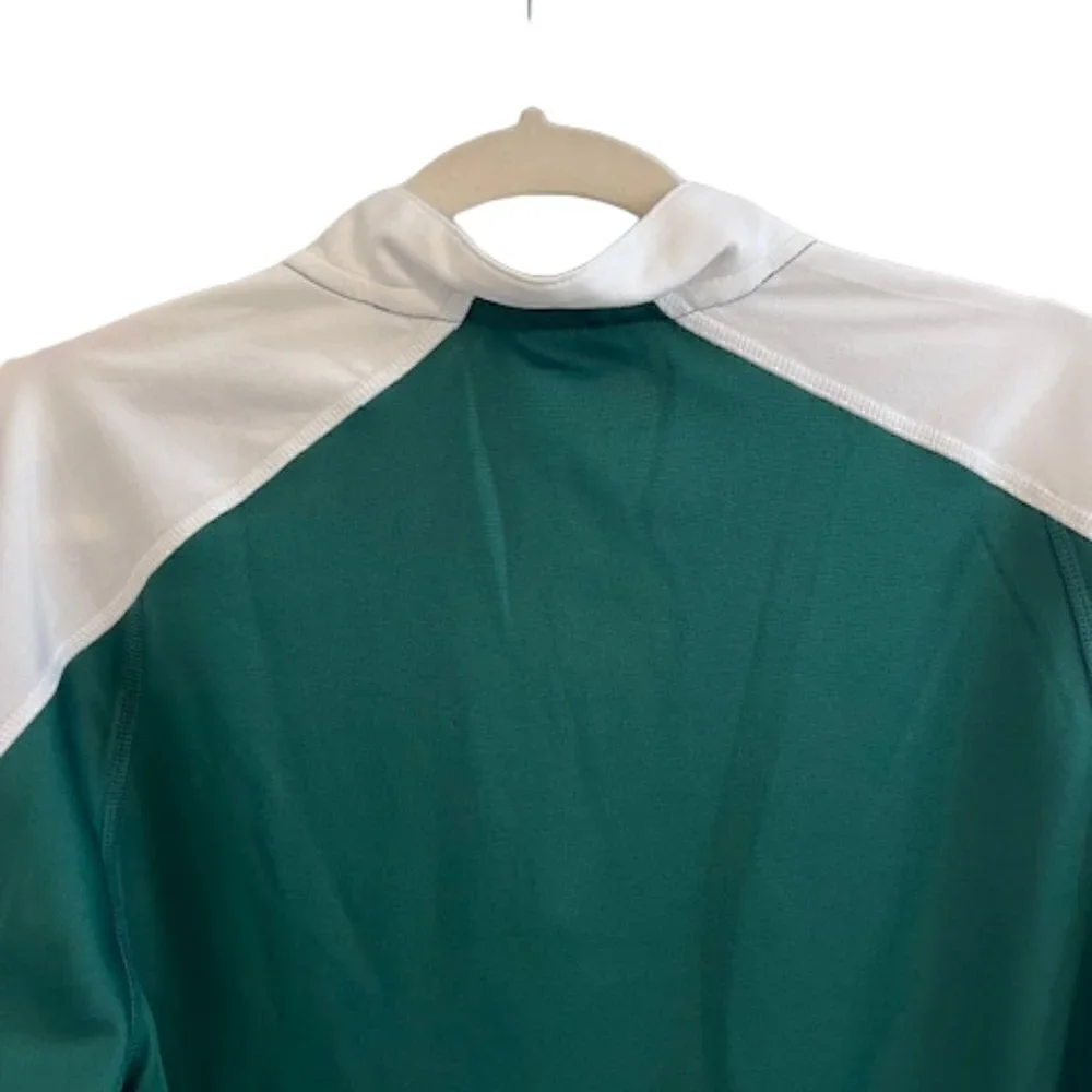 Men's Adidas Green, White Long-Sleeve Quarter-Zip Shirt, Size Small